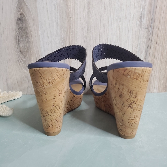 NEW Blue Cork Wedge Sandal - Picture 5 of 5